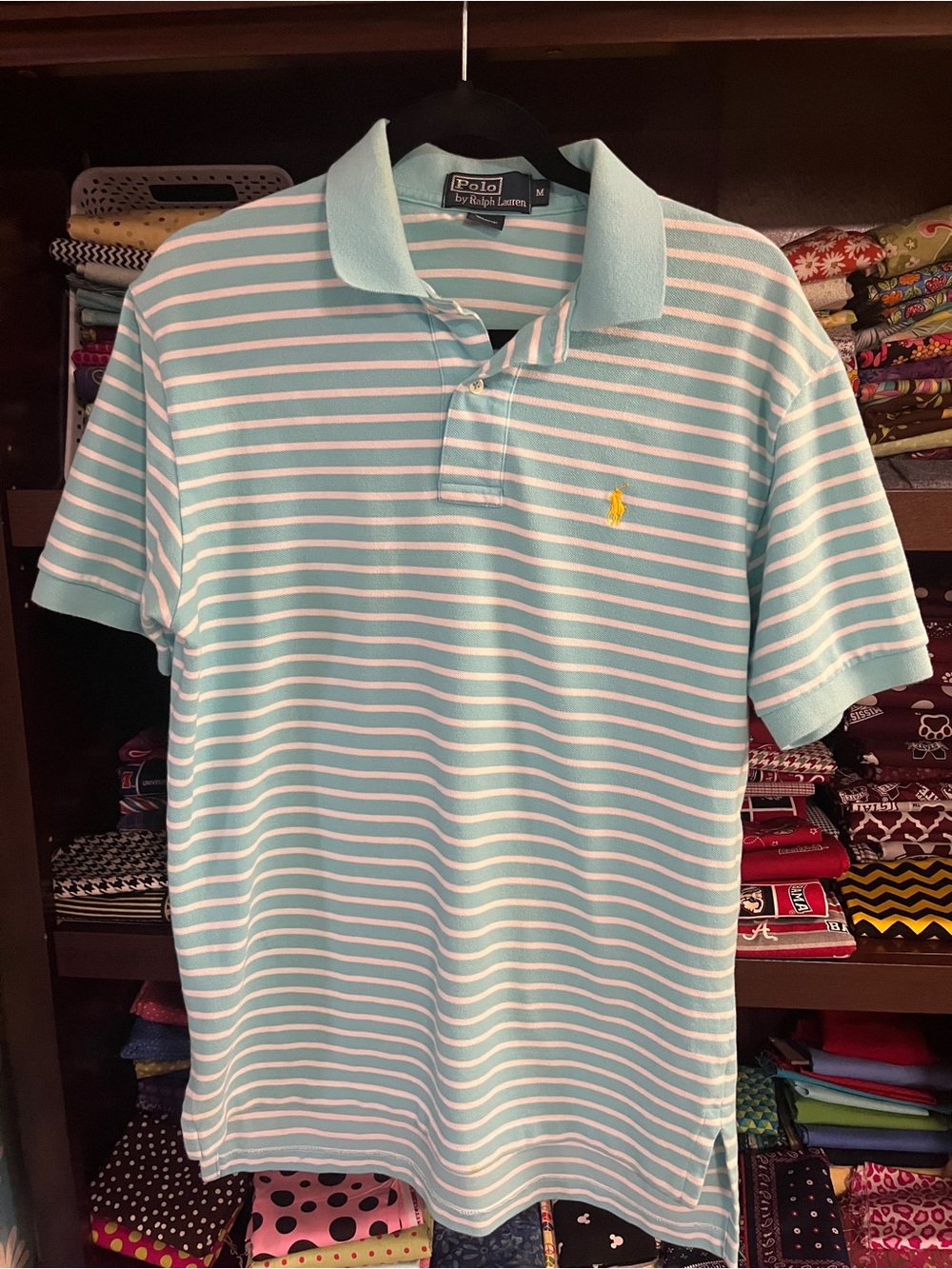 Polo by Ralph Lauren Mint Green & White Striped Polo Shirt